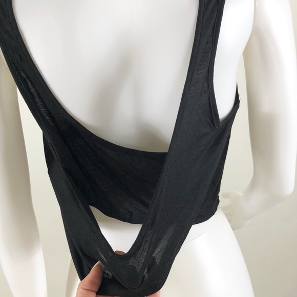 NWOT Black Criss Cross Backless Loose Fit Crop Top - Picture 5 of 6